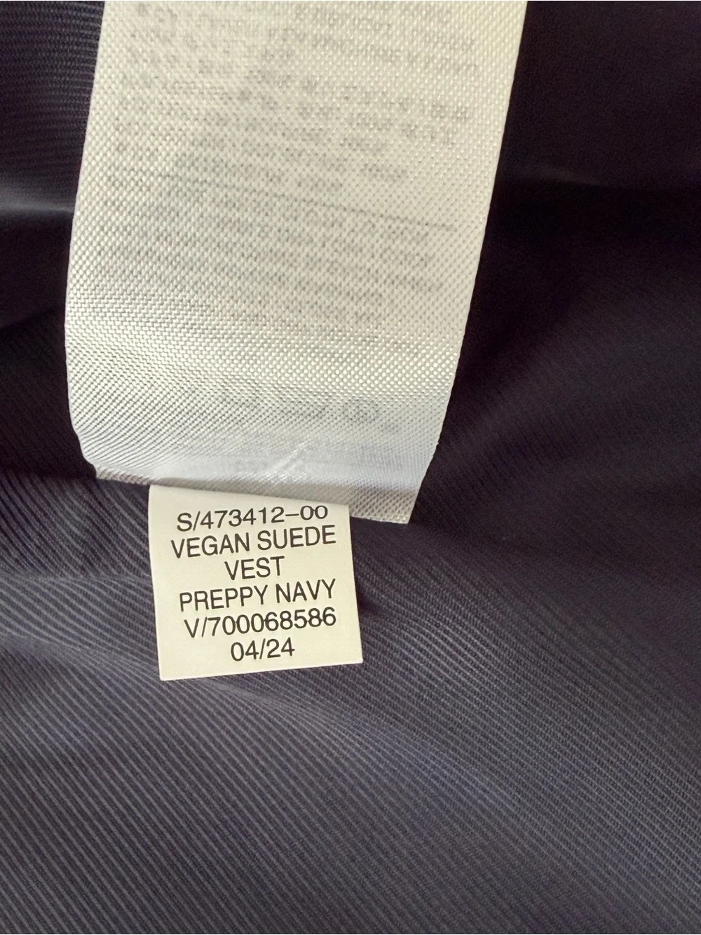 Banana Republic Vegan Suede Puffer Vest XL Navy Quiet Luxury Preppy